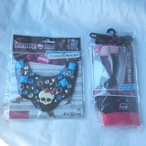 : new Monster High Fierce Bib Necklace &  Skullette child knee high socks